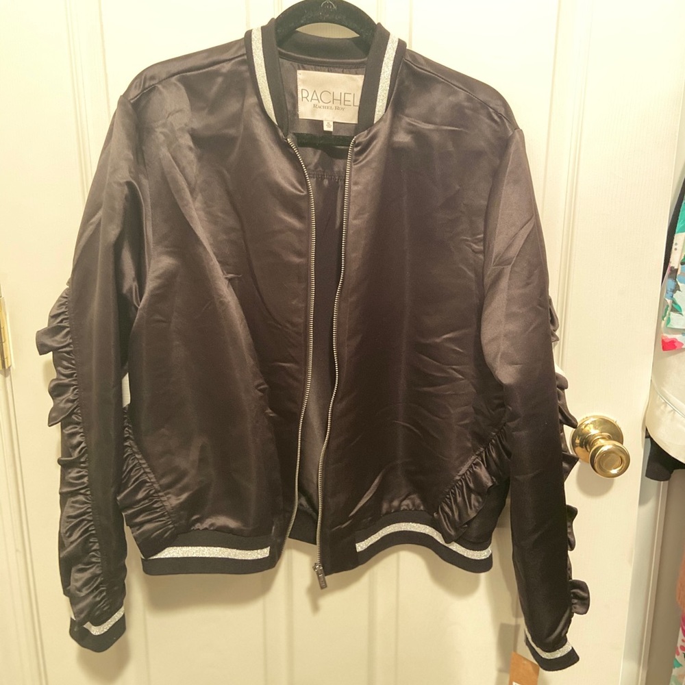Rachel Roy Black Bomber Jacket